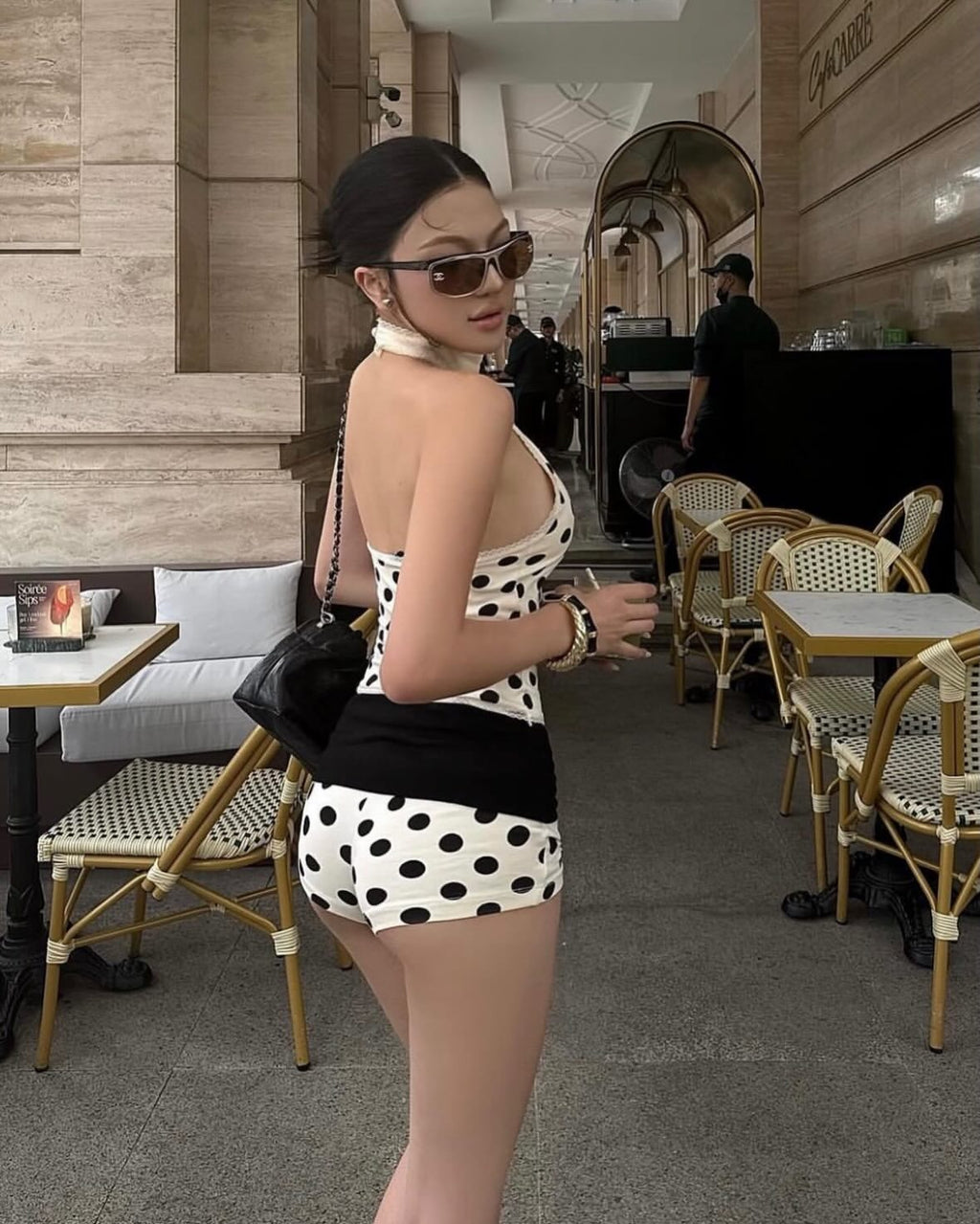 Askılı Puantiyeli Şortlu Takım